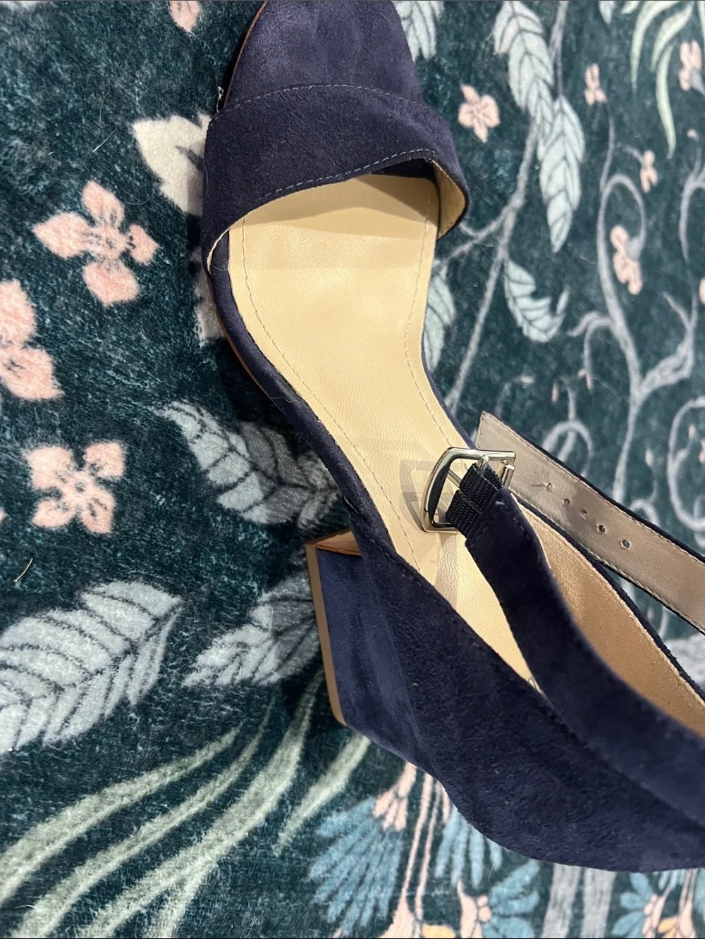 Johnston & Murphy Navy Blue Heeled Sandals with Ankle Strap Size 9